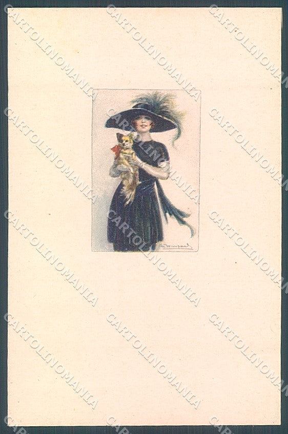 Artist Signed Bompard Glamour Fashion Lady Dog serie 555M-2 postcard HR3570 – fronte