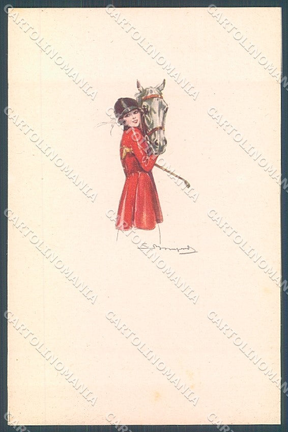 Artist Signed Bompard Sidesaddle Lady Horse CORNER CREASE serie 556M-4 pc HR3588 – fronte