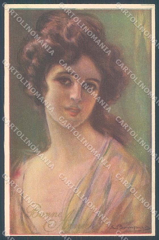 Artist Signed Bompard Glamour Fashion Lady Hairstyle 115-1 postcard HR3589 – fronte