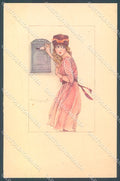 Artist Signed Bompard Glamour Fashion Lady Mailbox serie 553-1 postcard HR3597 – fronte
