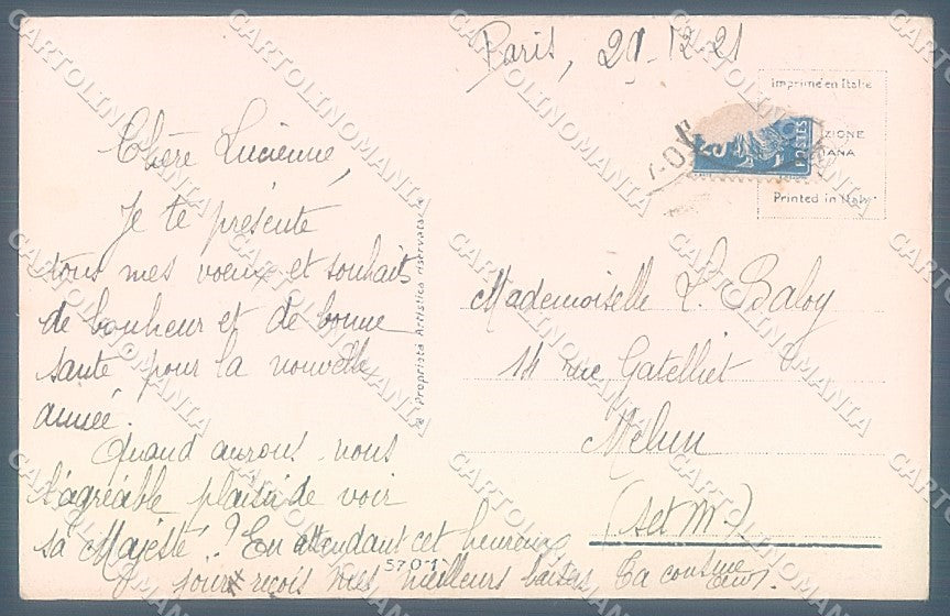 Artist Signed Bompard Child Christmas Sled serie 570-1 postcard HR3600 – retro