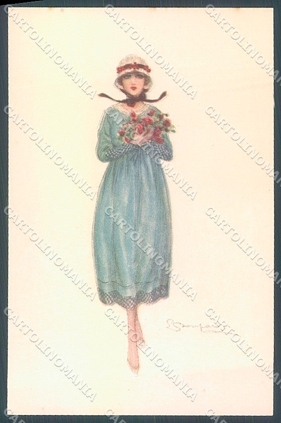 Artist Signed Bompard Glamour Fashion Lady serie 915-5 postcard HR3603 – fronte