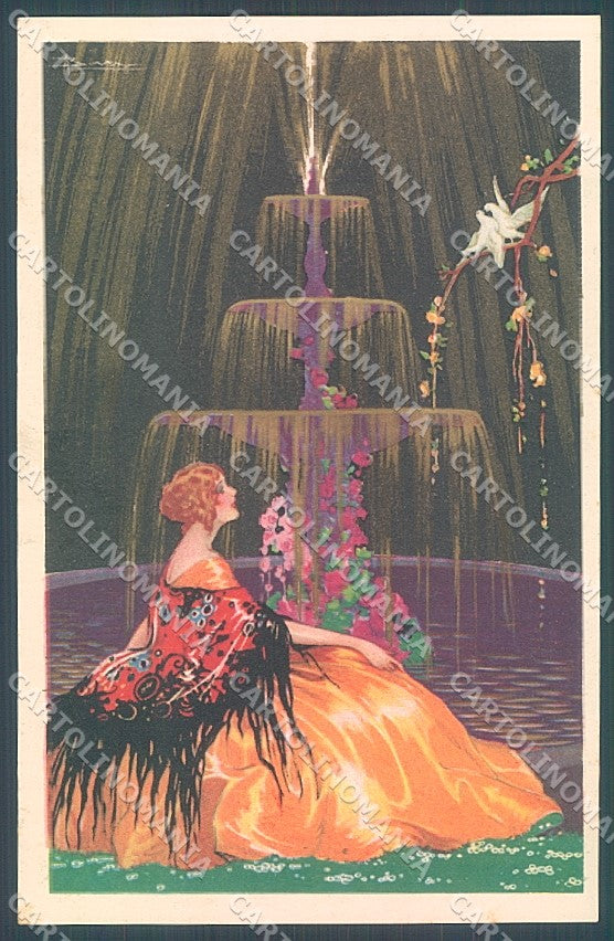 Artist Signed Busi Glamour Fashion Lady Degami 1000 postcard HR3612 – fronte