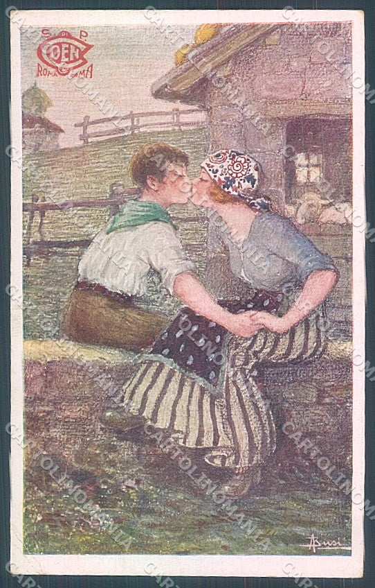 Artist Signed Busi Lady Couple COEN Advertising CORNER CREASES s. 46 pc HR3621 – fronte
