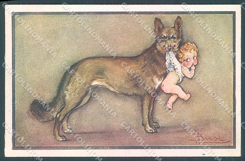 Artist Signed Busi Child Baby German Shepherd Dog serie 192  postcard HR3622 – fronte
