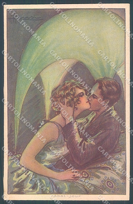 Artist Signed Busi Lady Romantic Couple Kissing serie 512-4 postcard HR3623 – fronte