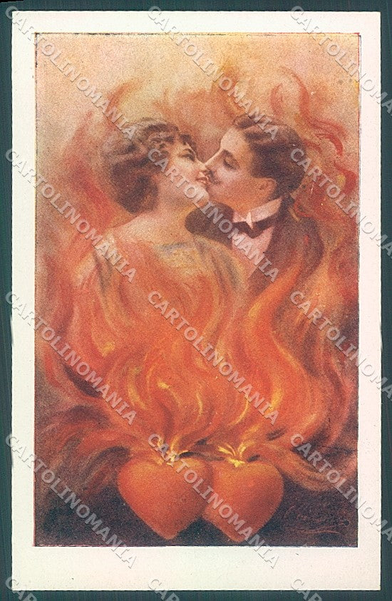 Artist Signed Villani Lady Romantic Couple serie 7034 postcard HR3646 – fronte