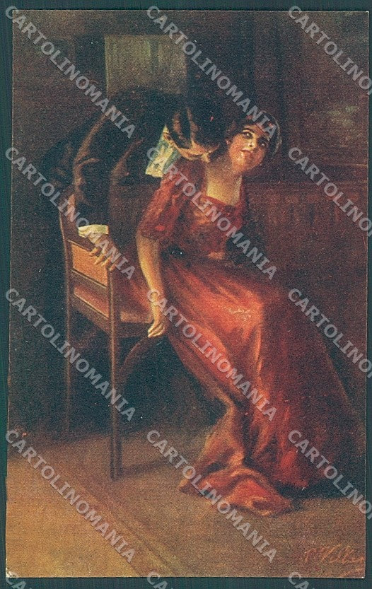 Artist Signed Villani Lady Romantic Couple serie 7035 postcard HR3650 – fronte