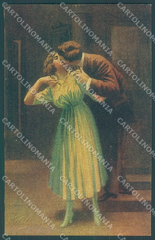 Artist Signed Villani Lady Romantic Couple serie 7035 postcard HR3652 – fronte