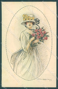 Artist Signed Muggiani Glamour Fashion Lady Roses Flowers serie 941-1 pc HR3659 – fronte