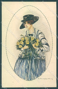 Artist Signed Muggiani Glamour Fashion Lady Roses Flowers serie 941-2 pc HR3660 – fronte