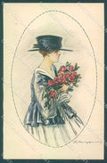 Artist Signed Muggiani Glamour Fashion Lady Roses Flowers serie 941-3 pc HR3661 – fronte