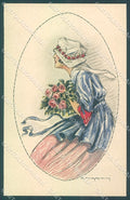 Artist Signed Muggiani Glamour Fashion Lady Roses Flowers serie 941-4 pc HR3662 – fronte