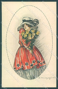 Artist Signed Muggiani Glamour Fashion Lady Roses Flowers serie 941-5 pc HR3663 – fronte