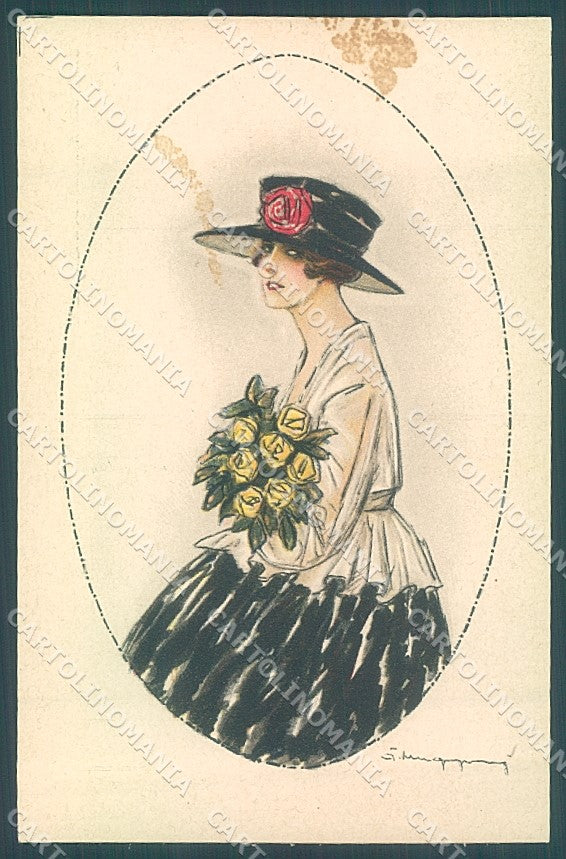 Artist Signed Muggiani Fashion Lady Roses Flowers SPOTserie 941-6 pc HR3664 – fronte
