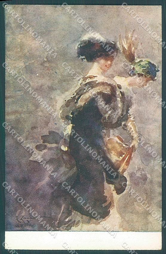 Artist Signed Zambeletti Glamour Fashion Lady serie 211-5 postcard HR3675 – fronte