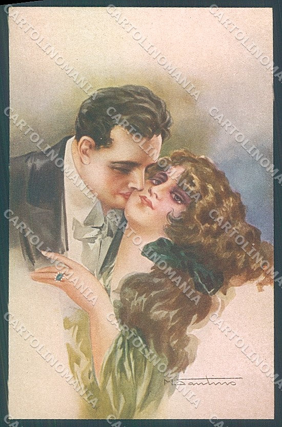 Artist Signed Santino Lady Couple Kissing Jewelserie 136-4 postcard HR3698 – fronte