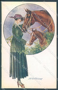 Artist Signed Santino Glamour Fashion Lady Horse serie 133-2 postcard HR3700 – fronte