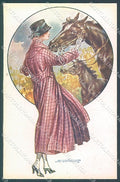 Artist Signed Santino Glamour Fashion Lady Horse serie 133-3 postcard HR3701 – fronte