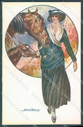 Artist Signed Santino Glamour Fashion Lady Horse serie 133-5 postcard HR3703 – fronte