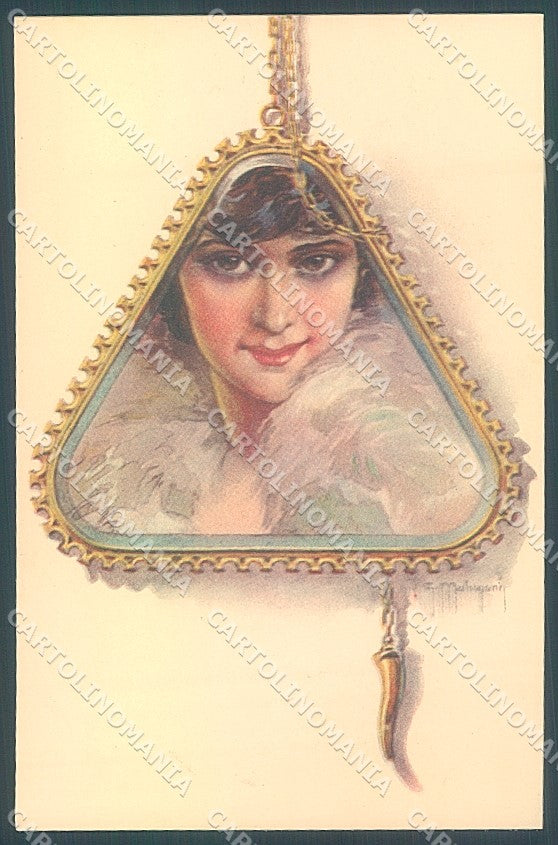 Artist Signed Malugani Glamour Fashion Lady Jewelserie 77-4 postcard HR3708 – fronte