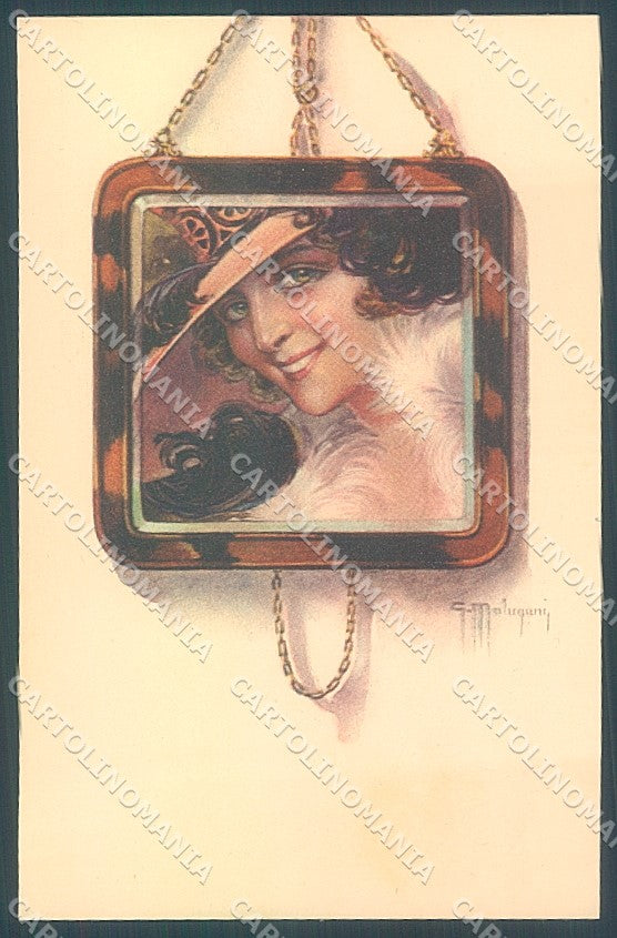 Artist Signed Malugani Glamour Fashion Lady Jewelserie 77-5 postcard HR3709 – fronte