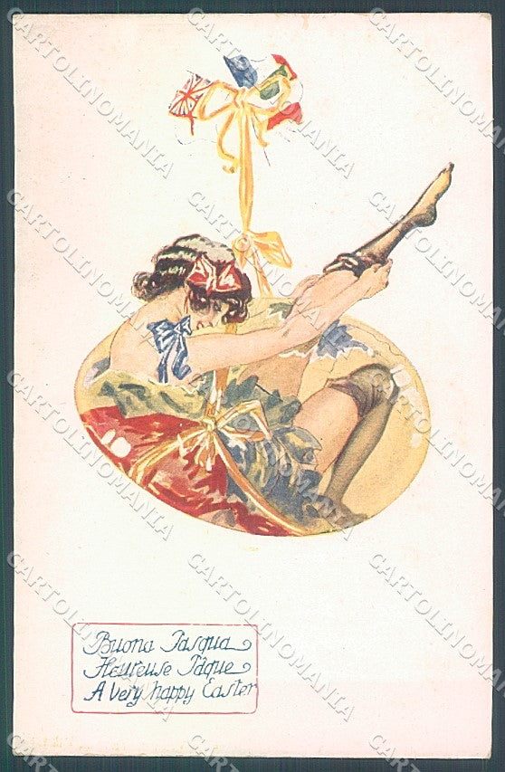 Artist Signed Bruno Lady Propaganda WW1 Flags Allies Easter serie 107 pc HR3724 – fronte