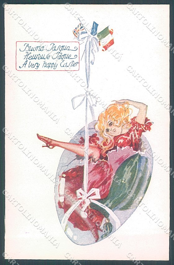 Artist Signed Bruno Lady Propaganda WW1 Flags Allies Easter serie 107 pc HR3726 – fronte