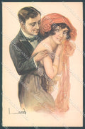 Artist Signed Lando Lady Romantic Couple serie 39 postcard HR3730 – fronte