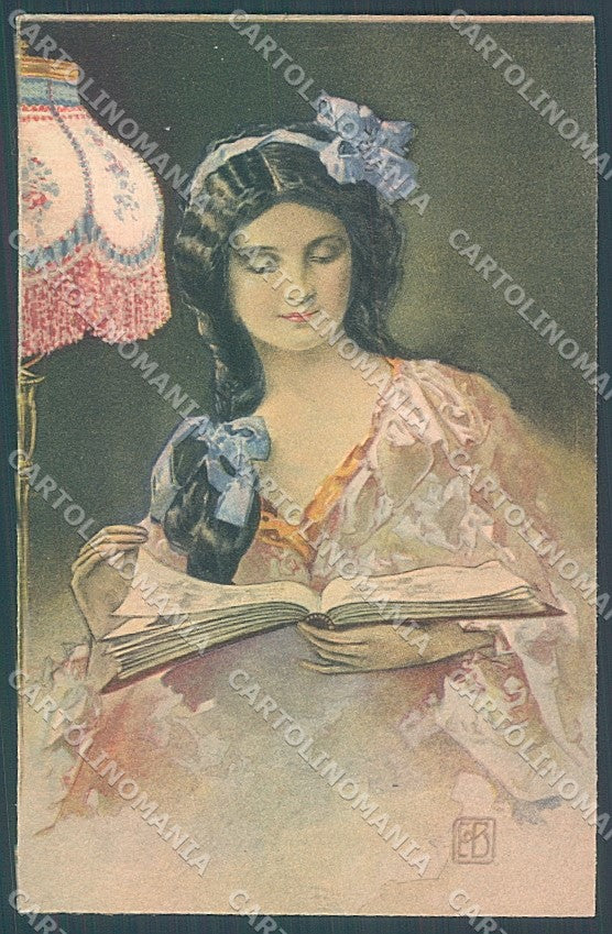 Artist Signed Bottaro Glamour Fashion Lady Lamp serie 135 postcard HR3744 – fronte