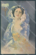 Artist Signed Bottaro Glamour Fashion Lady Lamp serie 135 postcard HR3745 – fronte