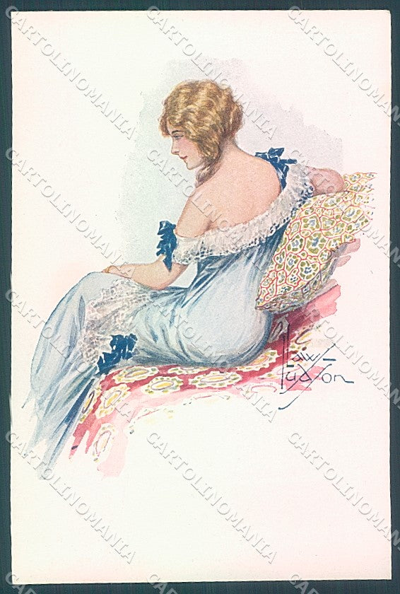 Artist Signed Law Ludson Glamour Fashion Lady serie 66-2 postcard HR3753 – fronte