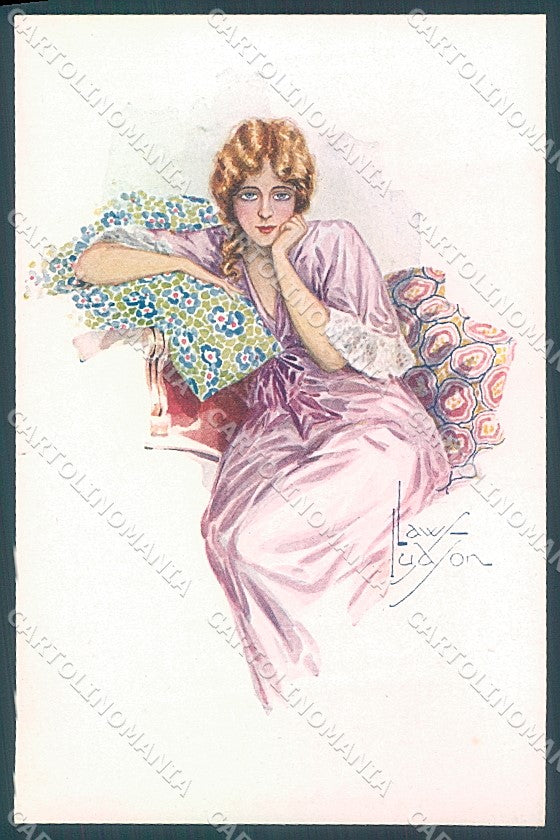 Artist Signed Law Ludson Glamour Fashion Lady serie 66-4 postcard HR3755 – fronte
