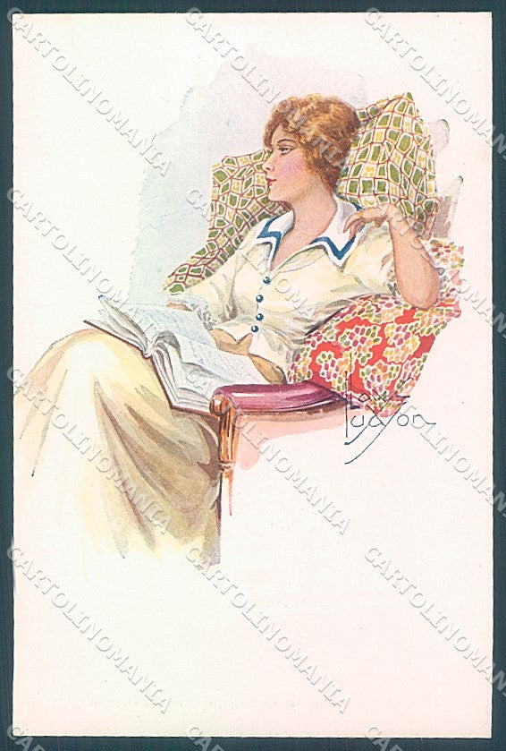 Artist Signed Law Ludson Glamour Fashion Lady Book serie 66-5 postcard HR3756 – fronte