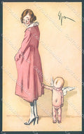 Artist Signed Sacchetti Fashion Lady Cupid Eros Polenghi serie 21-2 pc HR3770 – fronte