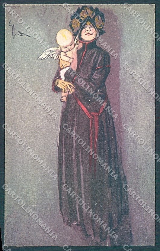 Artist Signed Sacchetti Fashion Lady Cupid Eros Polenghi serie 21-5 pc HR3773 – fronte