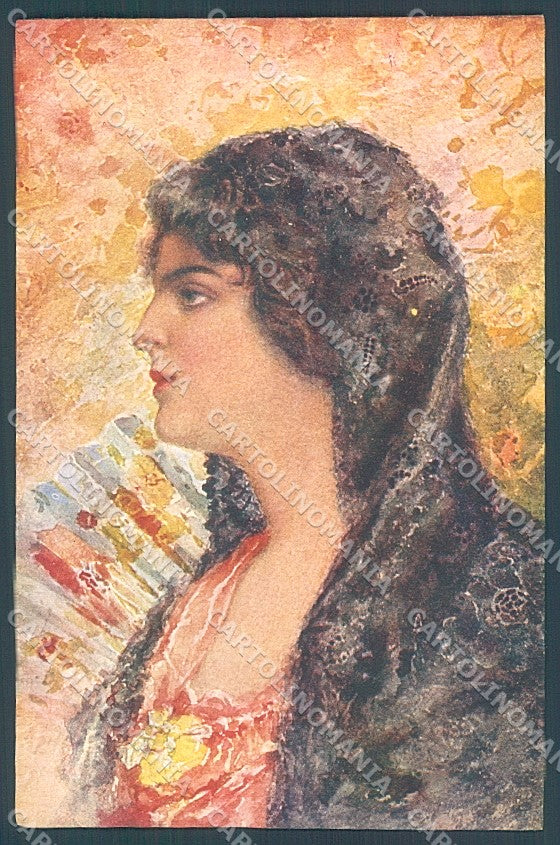 Artist Signed Del Senno Lady Spanish Type serie 50 postcard HR3795 – fronte