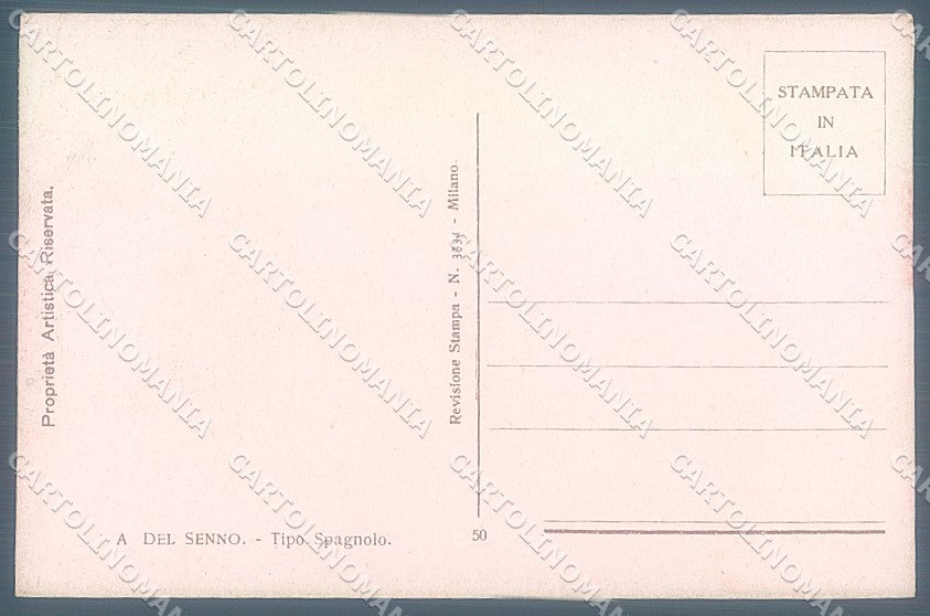 Artist Signed Del Senno Lady Spanish Type serie 50 postcard HR3795 – retro
