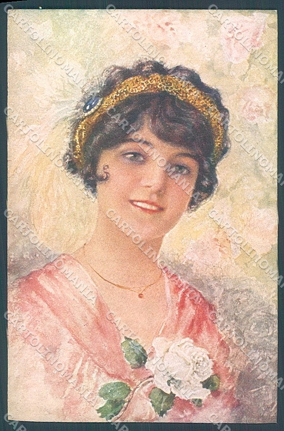 Artist Signed Del Senno Lady Italian Type serie 50 postcard HR3797 – fronte