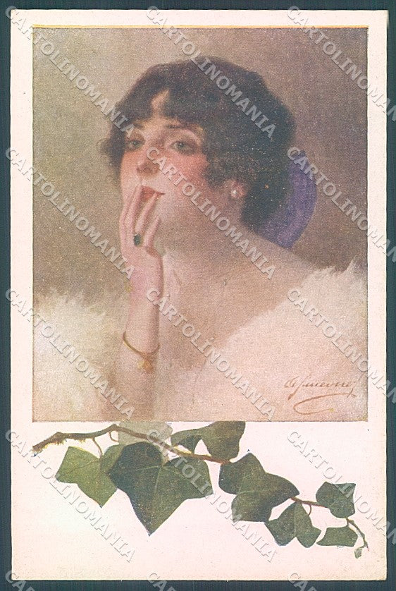 Artist Signed Simeone Lady Emerald Jewel Ivy serie 173-2 postcard HR3800 – fronte