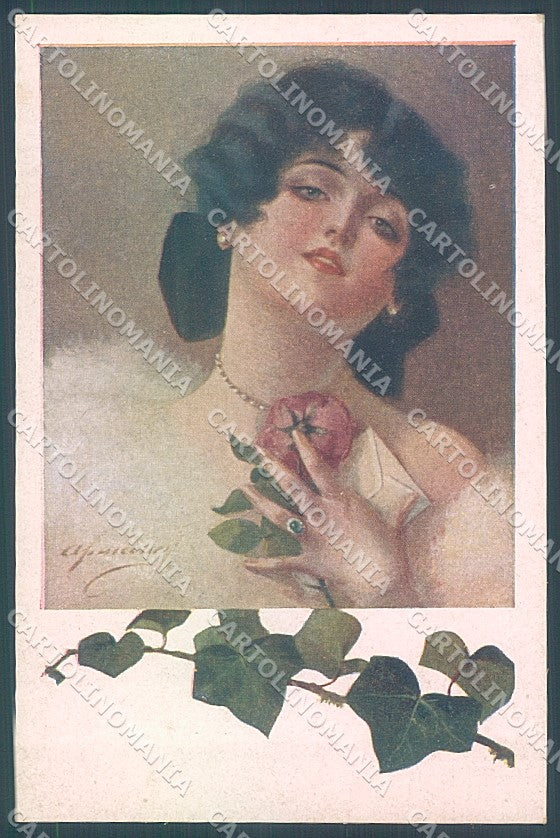 Artist Signed Simeone Lady Emerald Jewel Ivy serie 173-3 postcard HR3801 – fronte