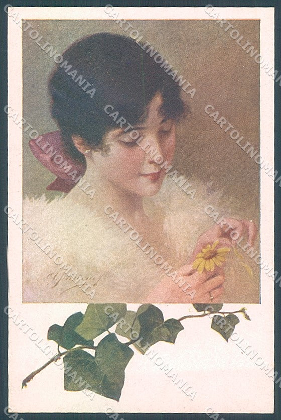Artist Signed Simeone Lady Daisy Ivy serie 173-4 postcard HR3802 – fronte