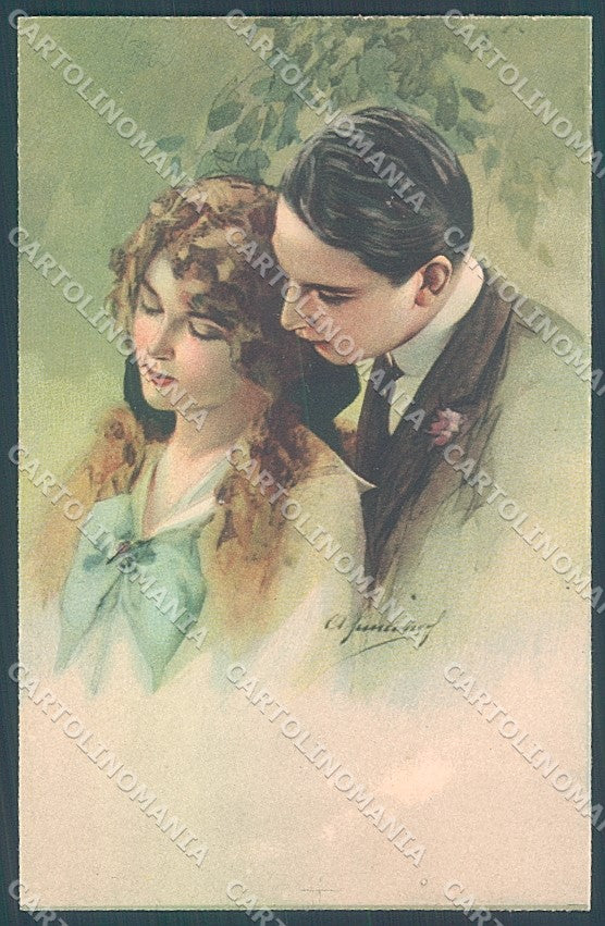 Artist Signed Simeone Lady Romantic Couple serie 129 postcard HR3803 – fronte