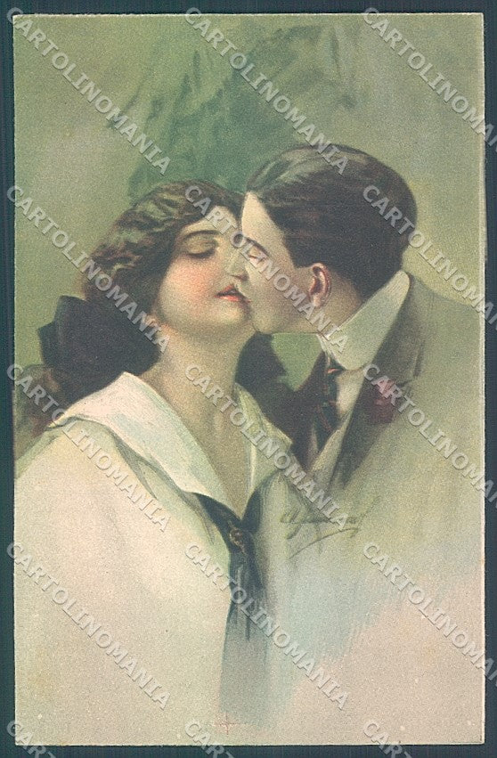 Artist Signed Simeone Lady Romantic Couple serie 129 postcard HR3804 – fronte