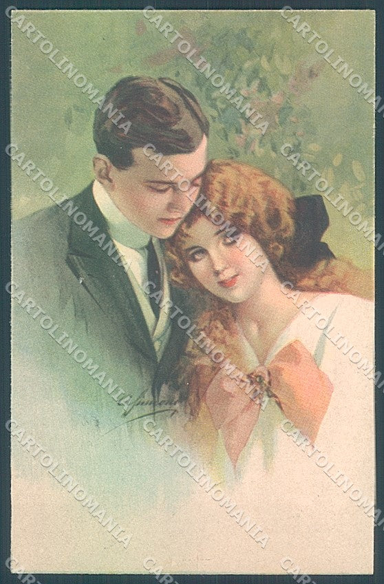 Artist Signed Simeone Lady Romantic Couple serie 129 postcard HR3805 – fronte