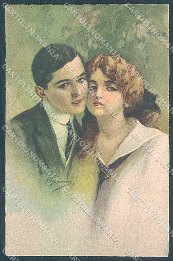 Artist Signed Simeone Lady Romantic Couple serie 129 postcard HR3806 – fronte
