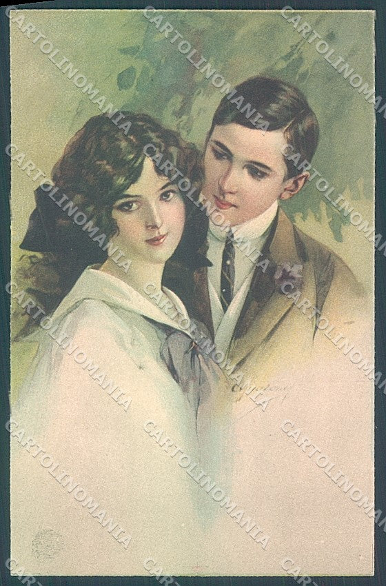 Artist Signed Simeone Lady Romantic Couple serie 129 postcard HR3807 – fronte