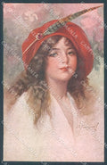 Artist Signed Simeone Glamour Fashion Lady Hat serie 175-2 postcard HR3810 – fronte