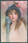 Artist Signed Simeone Glamour Fashion Lady Hat serie 175-5 postcard HR3813 – fronte