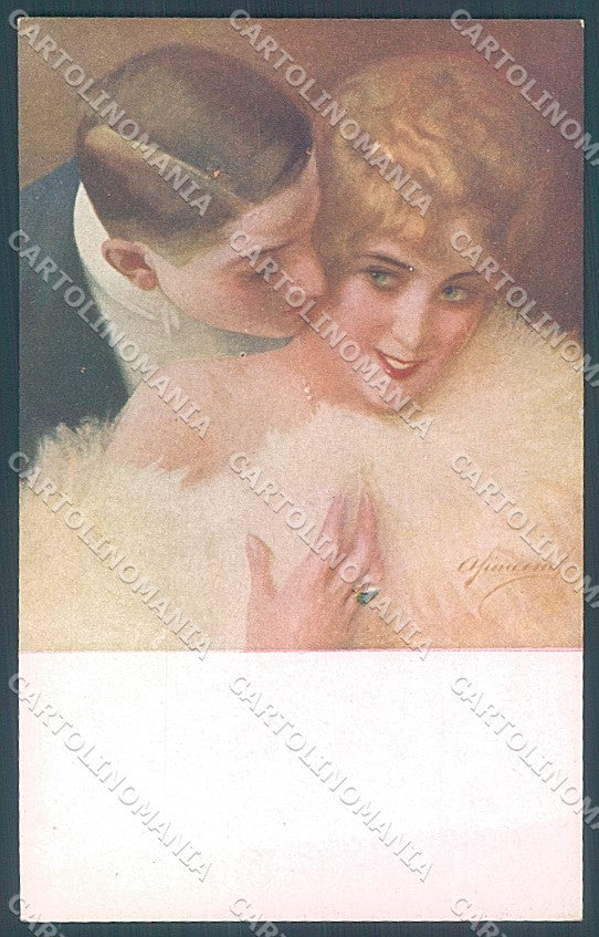 Artist Signed Simeone Lady Romantic Couple Emerald Jewel serie 174-2 pc HR3816 – fronte